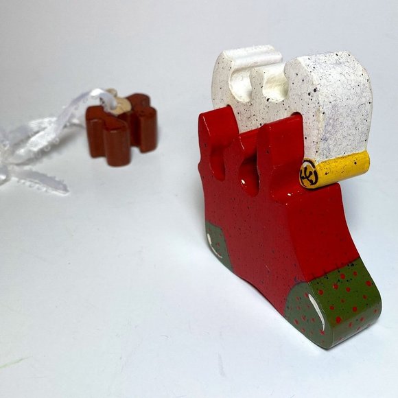 3 pcs Christmas Ornament Wood Puzzle Stocking - Picture 5 of 6